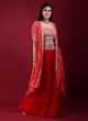 Jacket Style Red Bandhani Printed Lehenga Choli